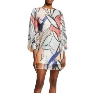 One33 Social Sequin Abstract-Print Full-Sleeve Dress Size 10 Colorful